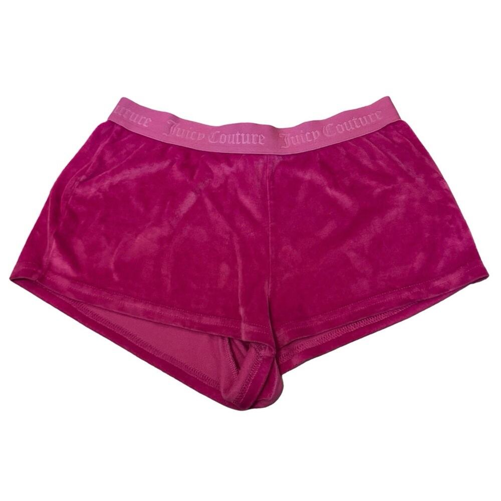 Juicy Couture Women's Velour Sleep Shorts Pink Rhinestone Logo S Small bling - Picture 2 of 4